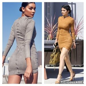 MISTRESS ROCKS gun smoke Grey Suedette Asymmetric Dress small